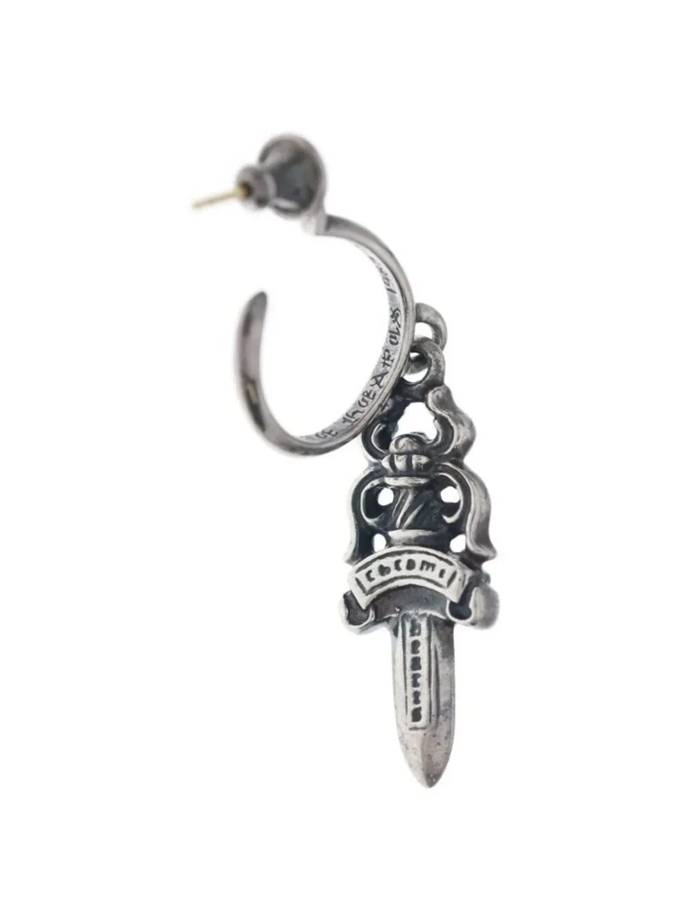 Chrome Hearts No5 Dagger 5 Hoop Earrings Silver